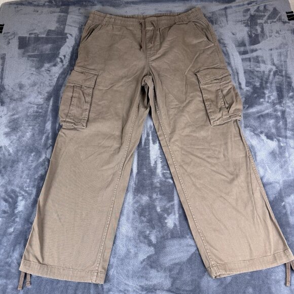 No Boundaries Men's Brown  Wide Leg Cargo Pants Size L Baggy Y2K Skater Grunge - Picture 1 of 9
